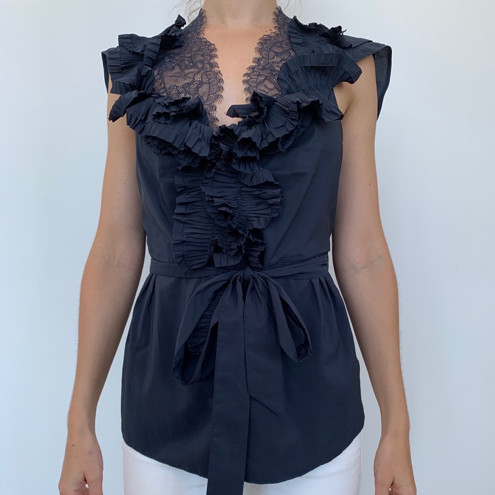 Ruffle and lace blouse